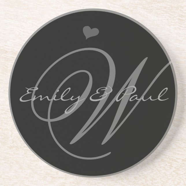 Musical Monogram Wedding Anniversary Coasters (Front)