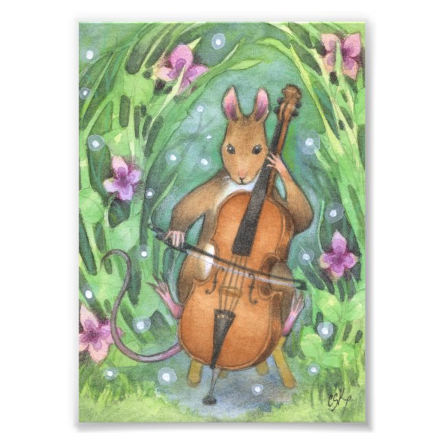 Musical Mouse Orchestra Cello Illustration Photo Print (Front)