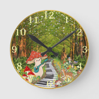 Musical Mushroom and Forest Friends 8" Wall Clock