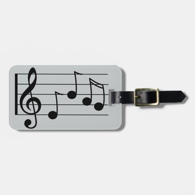 Musical notation treble clef and staff luggage tag (Front Horizontal)