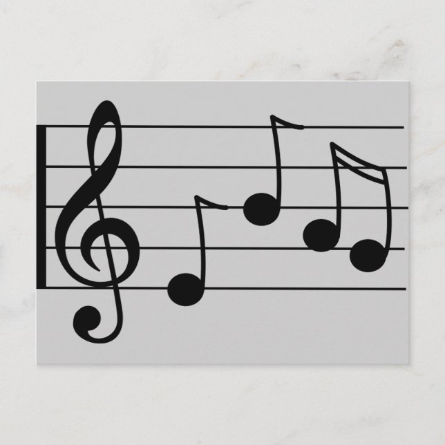 Musical notation treble clef and staff postcard (Front)