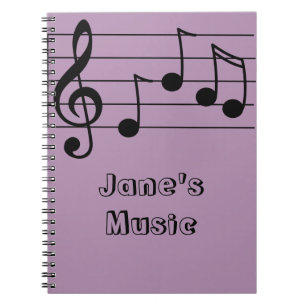 Musical notation treble clef and staff spiral notebook