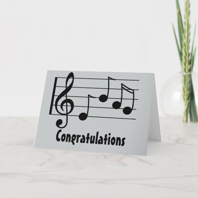 Musical notation treble clef congratulations card (Front)