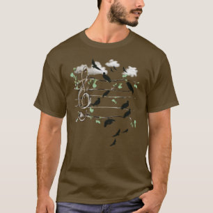 Musical Note Birds - black T-Shirt