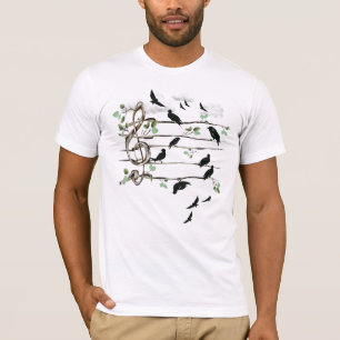 Musical Note Birds - black T-Shirt