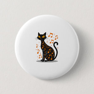 Musical Note Cat Halloween Tee Music Note 6 Cm Round Badge