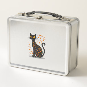 Musical Note Cat Halloween Tee Music Note Metal Lunch Box