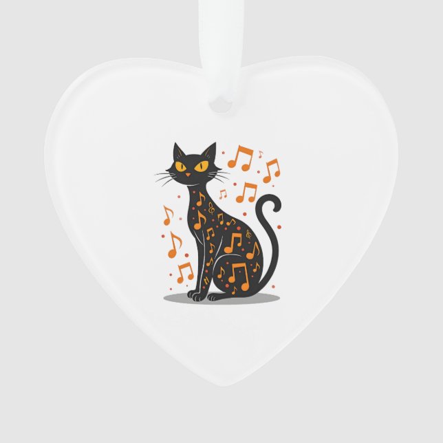 Musical Note Cat Halloween Tee  Music Note Ornament (Front)