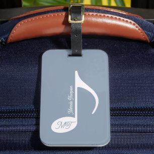 Musical Note Dusty Blue  Luggage Tag