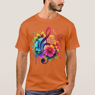 Musical Note Flowers retro T-Shirt
