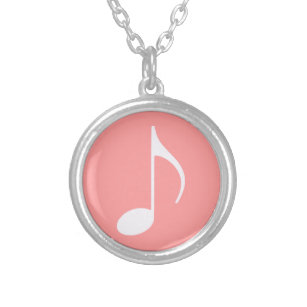 musical note graphic symbol silver plated necklace