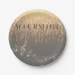 Musical Note Luxury sparkle confetti Paper Plate