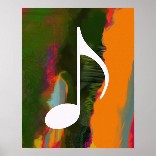 musical note on an abstract & colourful poster (Front)