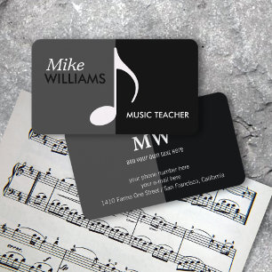 Musical Note on Black & Grey Modern Business Card