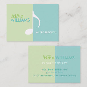musical note on light blue & green modern business card