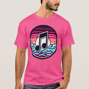 Musical Note Over Stylised Clouds And Sun Aestheti T-Shirt