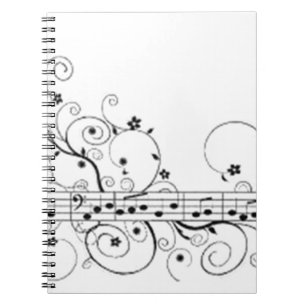 Musical Note Pattern Spiral Notebook