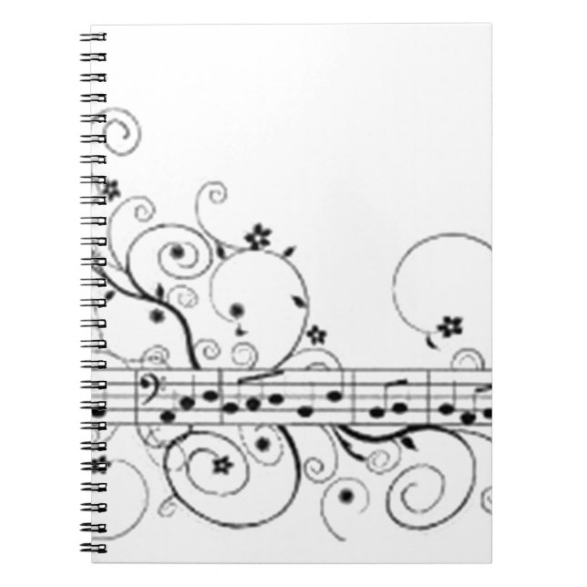 Musical Note Pattern Spiral Notebook (Front)