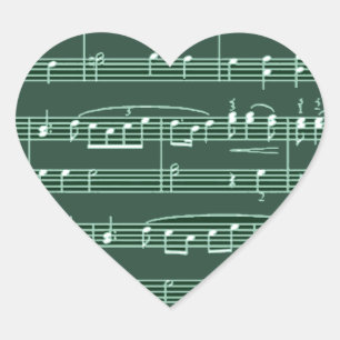 musical note patterned heart sticker