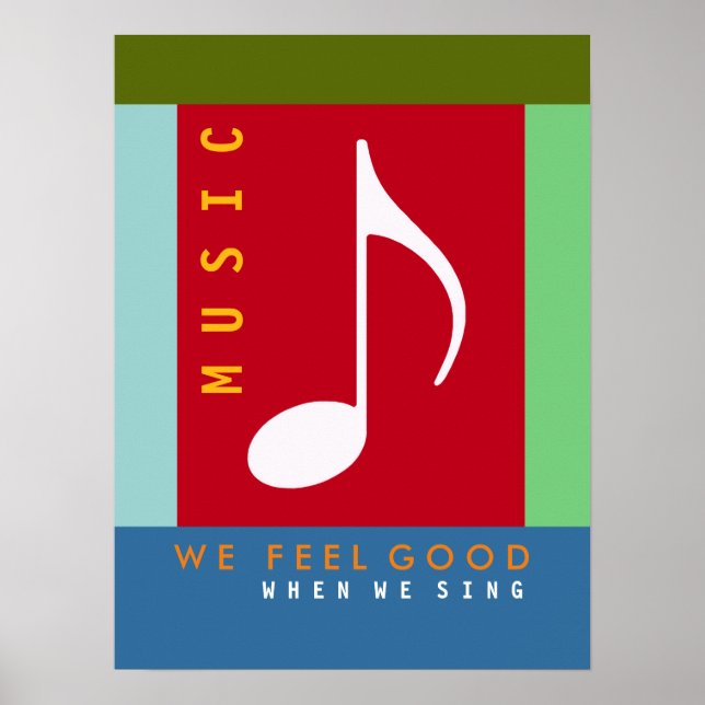 musical note, sing a song, colourful music inspire poster (Front)