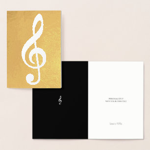 musical note / treble clef on gold foil card