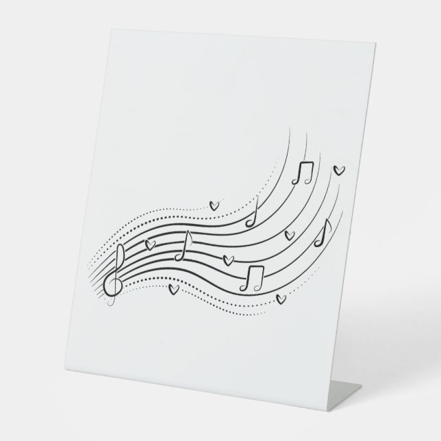 Musical note wave, black line clipart pedestal sign (Front)