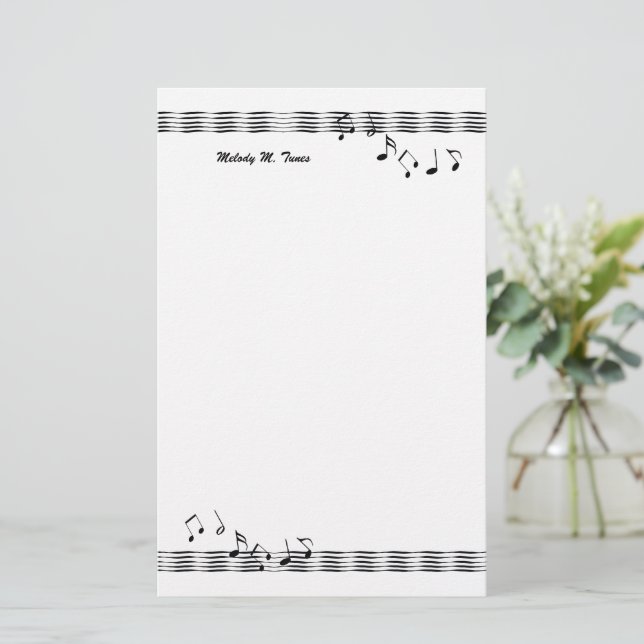 Musical Note Waves Stationery (Standing Front)