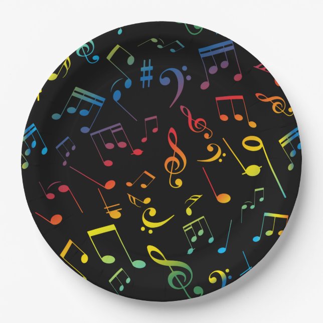Musical Notes 5 Paper Plate (Front)