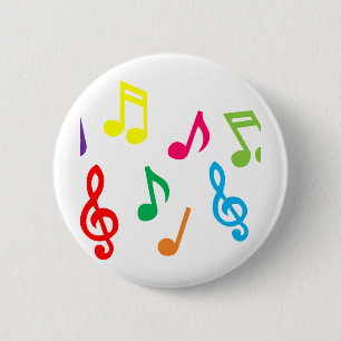 Musical notes 6 cm round badge