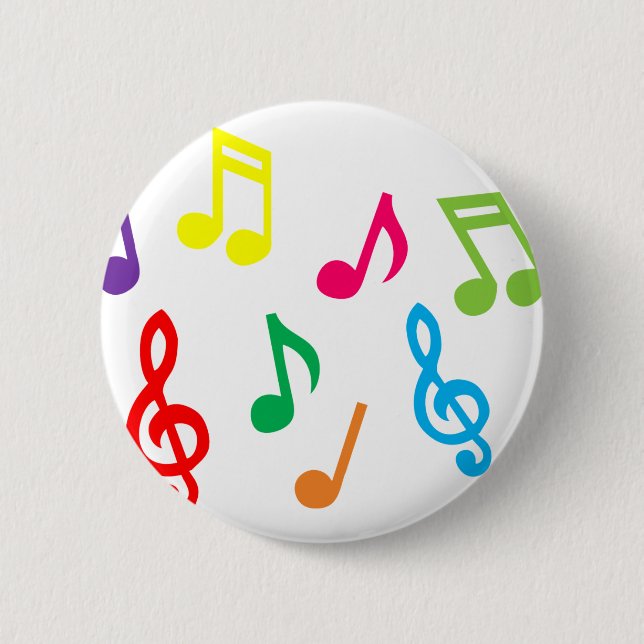 Musical notes 6 cm round badge (Front)