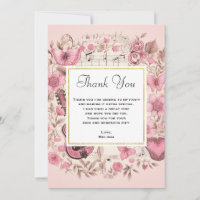 Musical Notes and Flowers Elegant Thank You