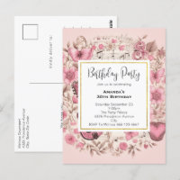 Musical Notes and Flowers Vintage Birthday Invite