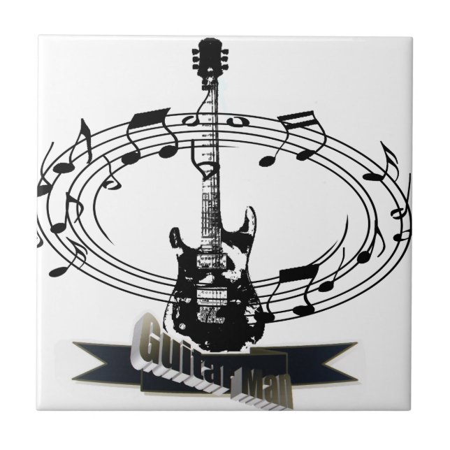 Musical Notes And Guitar Tile (Front)