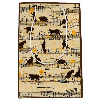 Musical notes and kittens medium gift bag