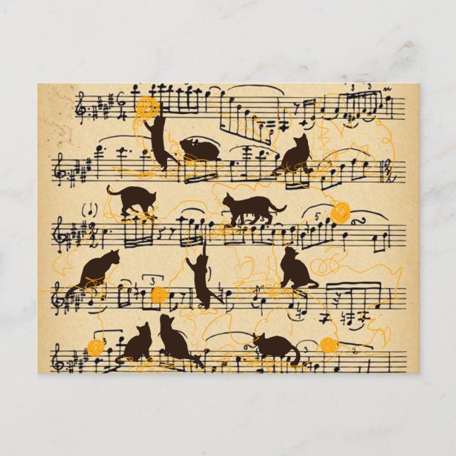 Musical notes and kittens postcard (Front)