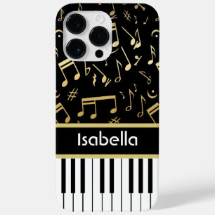 Musical Notes and Piano Keys Black and Gold Case-Mate iPhone 14 Pro Max Case