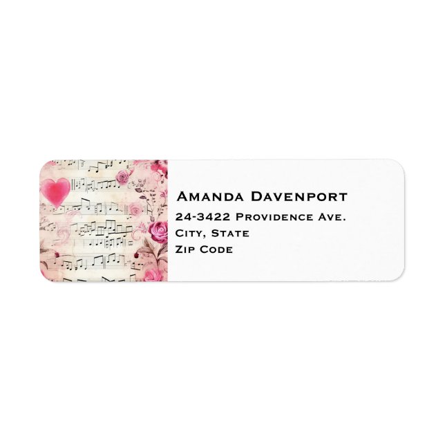 Musical Notes and Roses Vintage Design (Front)