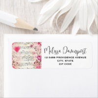 Musical Notes and Roses Vintage Design