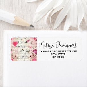 Musical Notes and Roses Vintage Design