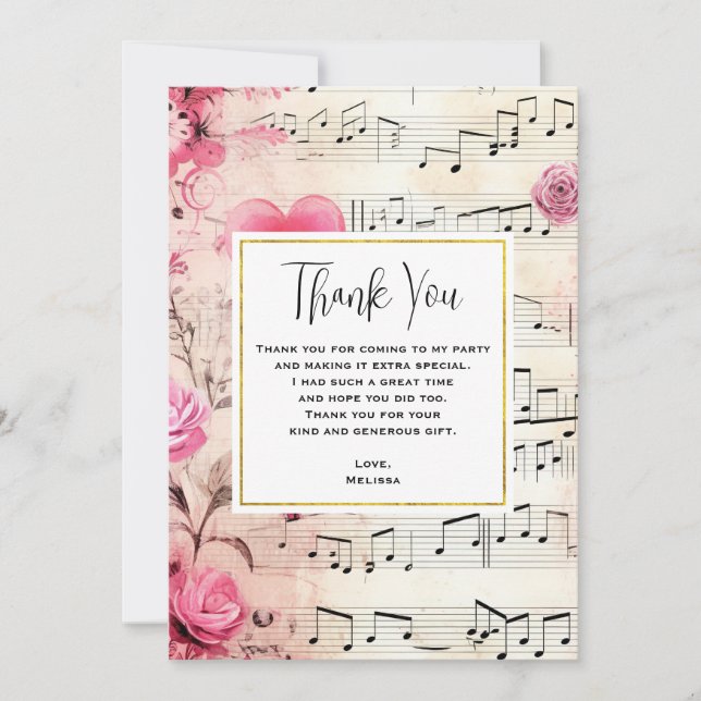 Musical Notes and Roses Vintage Design (Front)