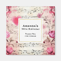 Musical Notes and Roses Vintage Design