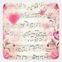 Musical Notes and Roses Vintage Design