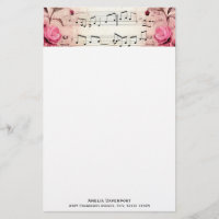 Musical Notes and Roses Vintage Style
