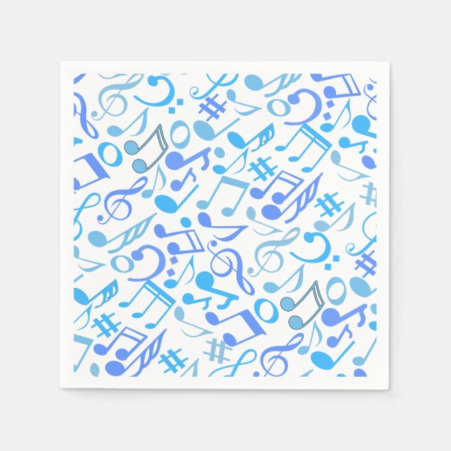 Musical Notes and symbols Pattern blue.b Napkin (Front)
