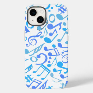 Musical Notes and symbols Pattern blue.b White Case-Mate iPhone 14 Case