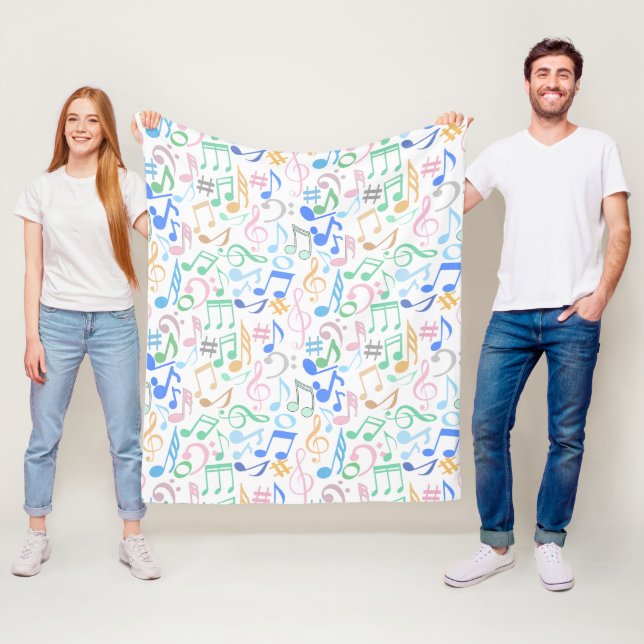 Musical Notes and symbols Pattern pastel.w Fleece Blanket (In Situ)