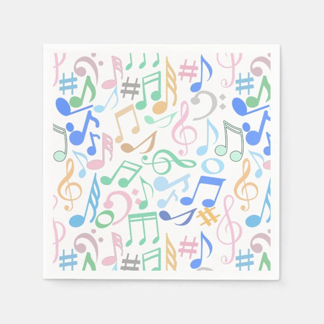 Musical Notes and symbols Pattern pastel.w Napkin (Front)