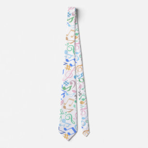 Musical Notes and symbols Pattern pastel.w Tie