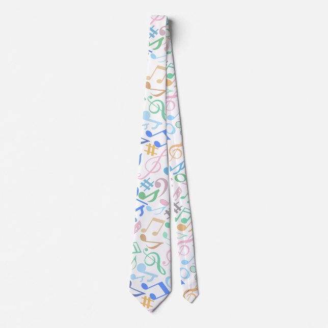 Musical Notes and symbols Pattern pastel.w Tie (Front)