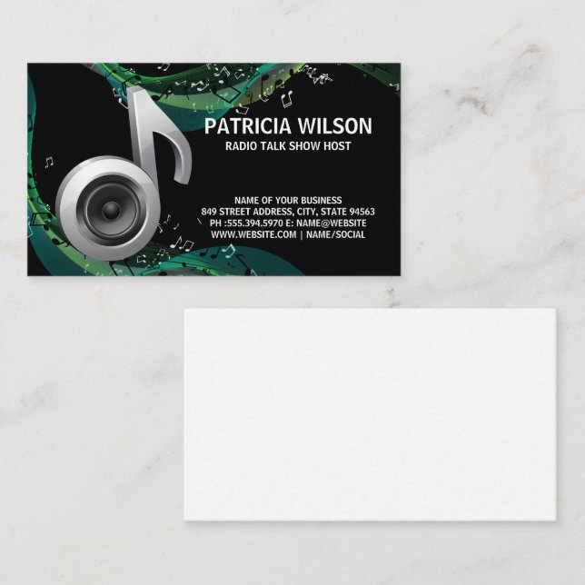 Musical Notes Background | Subwoofer Business Card (Front/Back)